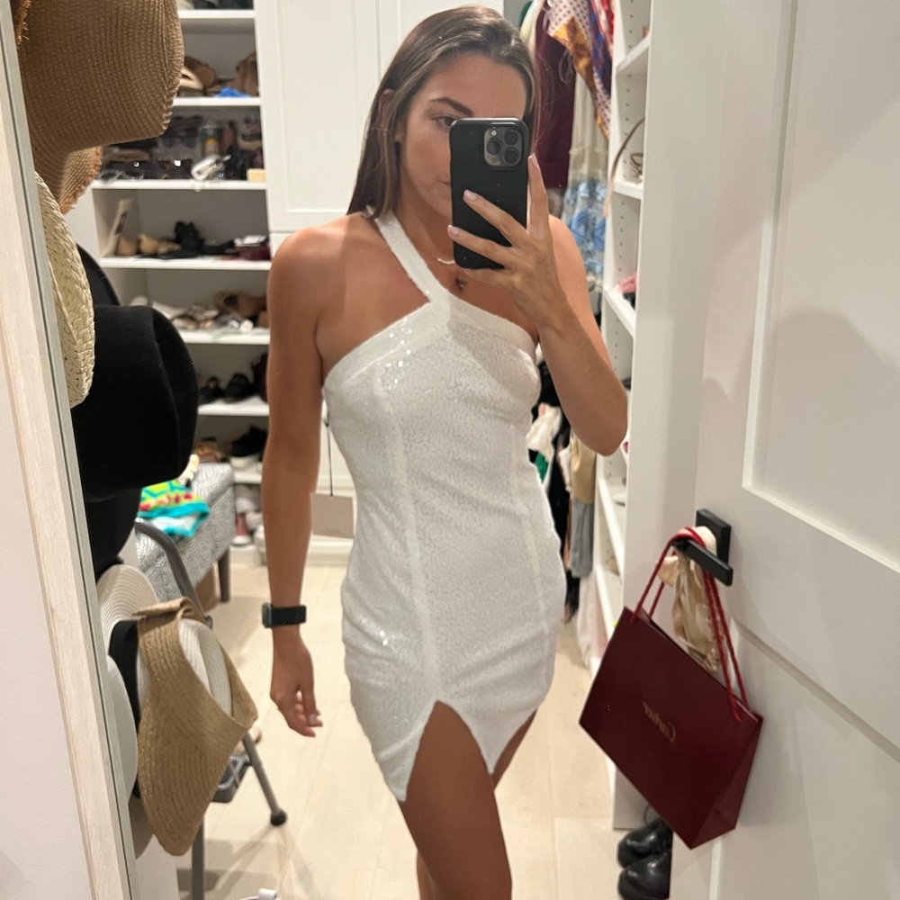 revolve NWT superdown white sequin mini dress